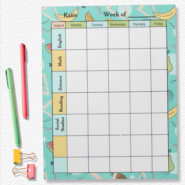 Fruit Memphis Pattern Homework Assignment Notizblock (Von Creator hochgeladen)