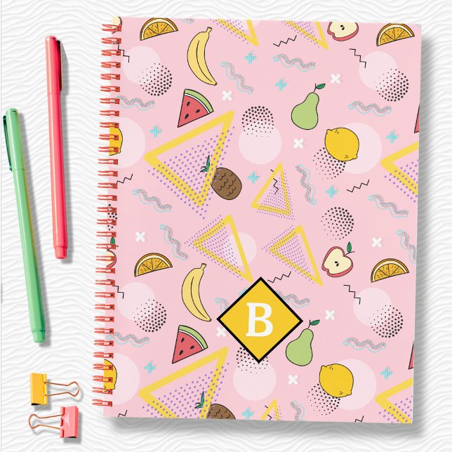 Fruit Memphis Pink Pattern School Notebook Notizbuch (Von Creator hochgeladen)