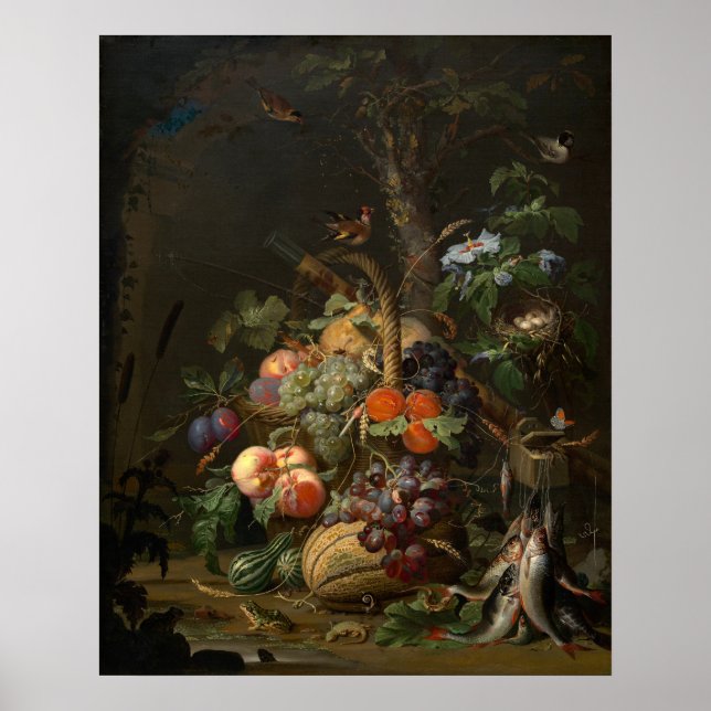Fruit, Poisson, Nid - Abraham Mignon Poster d'Art (Devant)