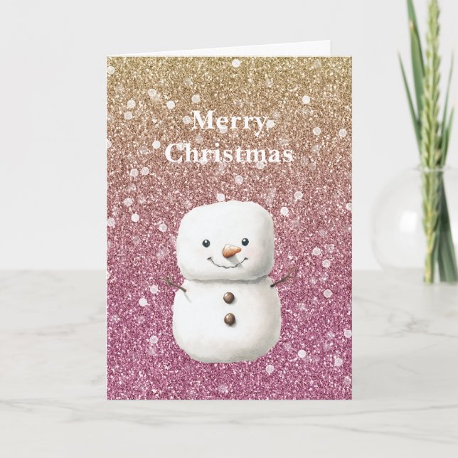 Fruit Punch Pink Gold Glitter Bokeh Christmas Karte (Vorderseite)