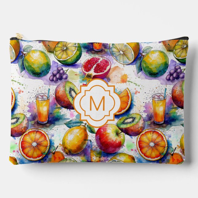 Fruit Punch Watercolor Pattern Personalized Zubehörtasche (Vorderseite)
