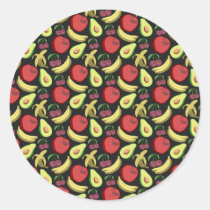Fruit seamless pattern   colorful tropical fruit runder aufkleber