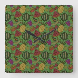 Fruit seamless pattern Fruit surface pattern 19 Quadratische Wanduhr
