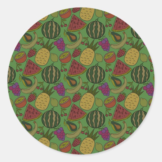 Fruit seamless pattern | Fruit surface pattern 19 Runder Aufkleber (Vorderseite)