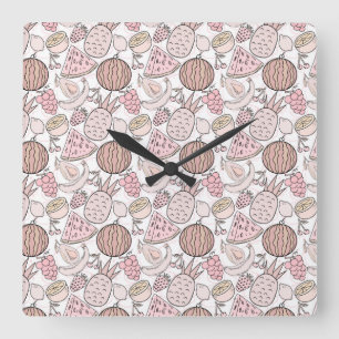 Fruit seamless pattern Fruit surface pattern 1 Quadratische Wanduhr