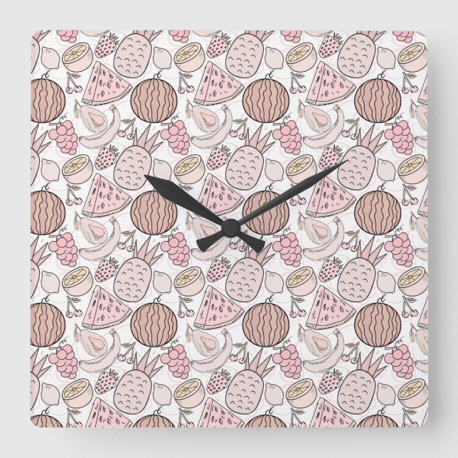 Fruit seamless pattern | Fruit surface pattern 1 Quadratische Wanduhr (Vorderseite)
