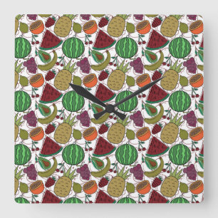 Fruit seamless pattern   Fruit surface pattern 25 Quadratische Wanduhr