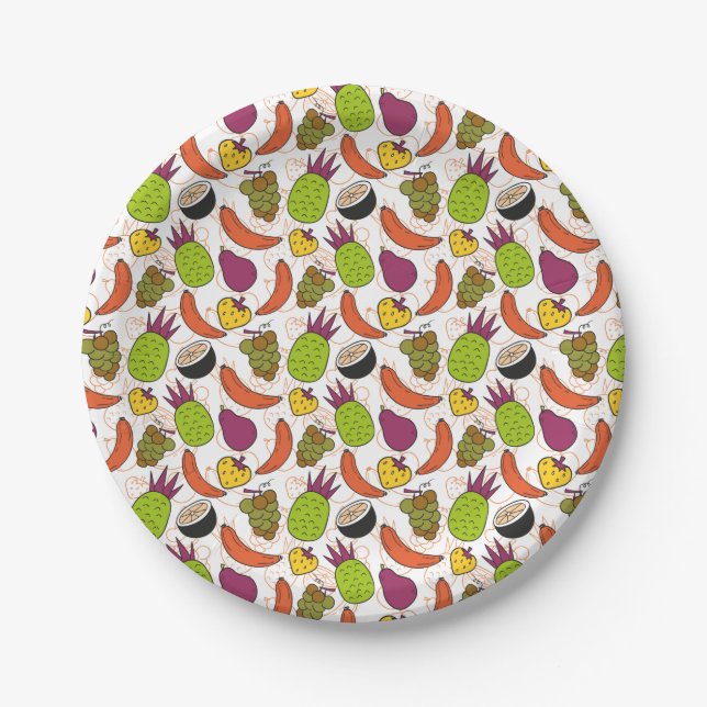 Fruit seamless pattern | Fruit surface pattern 34 Pappteller (Vorderseite)
