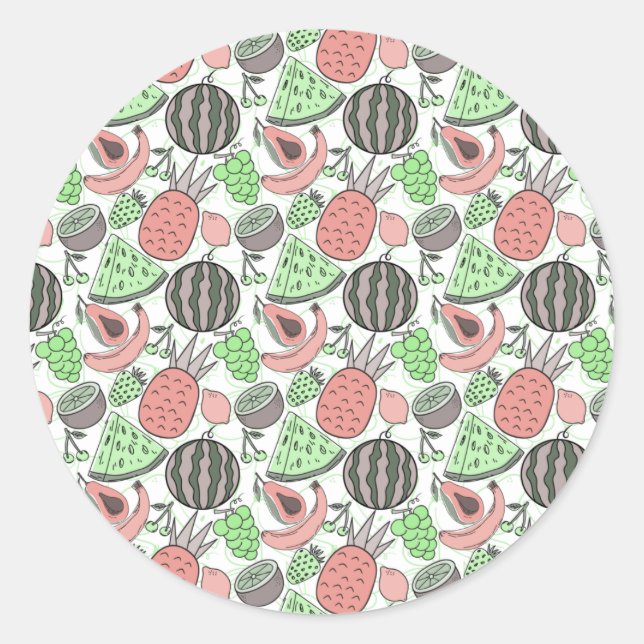 Fruit seamless pattern | Fruit surface pattern 53 Runder Aufkleber (Vorderseite)
