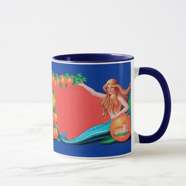 Fruit Sirène Crate Étiquette Art Café Mug (Droite)