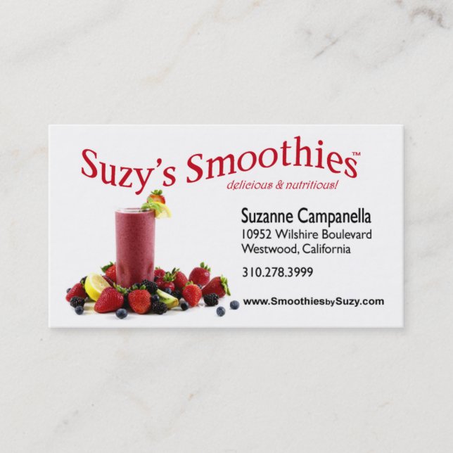 Fruit Smoothies Nutritionist Food Coach Visitenkarte (Vorderseite)