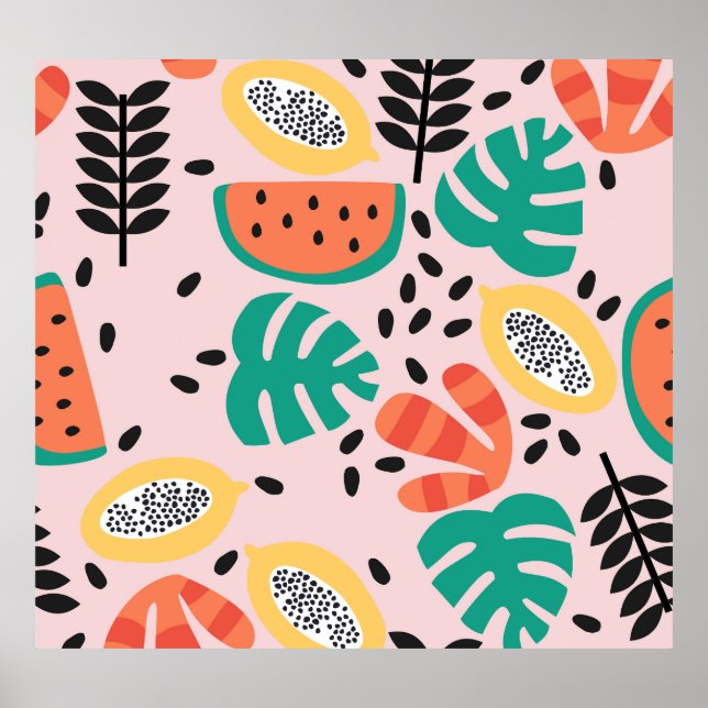Fruit Stilvoll: Vintages Muster. Poster (Vorne)