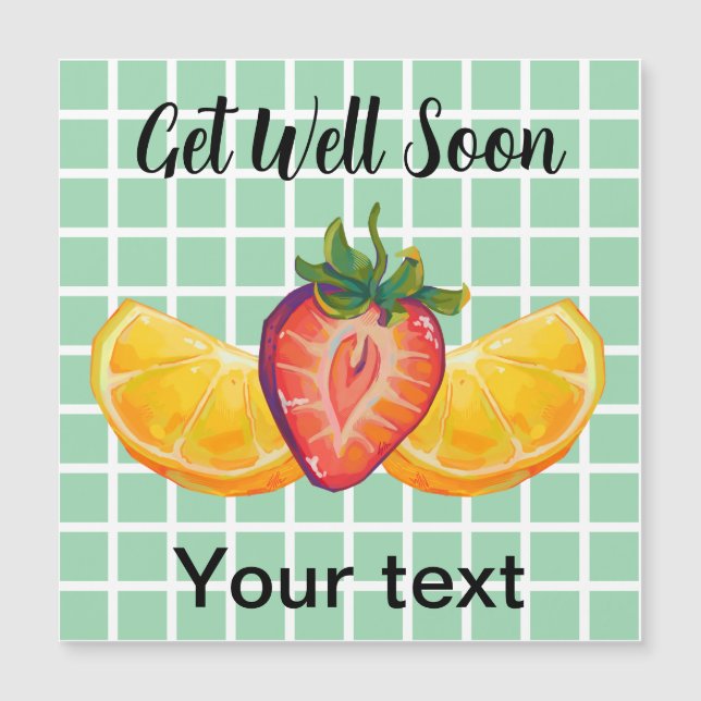 Fruit, Strawberry, orange, get Well soon Magnetkarte (Vorderseite)