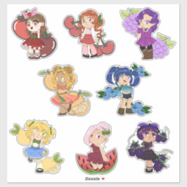 Fruit Theme Chibi Anime Stickers Aufkleber