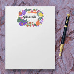 Fruit & Veggies Illustration Grocery Shopping List Notizblock<br><div class="desc">Make your shopping lists in style with this customizable grocery shopping,  meal planning or to-do list notepad. Customize or add text to suit your needs. Add lines if you like. Check my shop for more sizes and styles!</div>