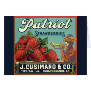 Fruit vintage Crate Étiquette Art Patriot Fraises