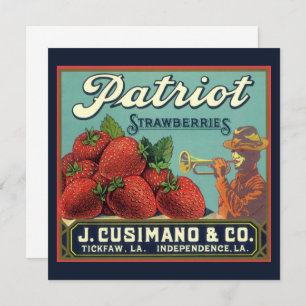 Fruit vintage Crate Étiquette Fraises Invitation