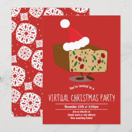 Fruitcake Cartoon Virtual Christmas Party Einladung