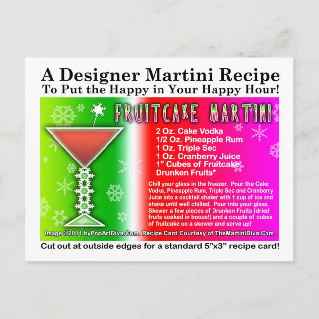Fruitcake Christmas Martini Recette Carte postale (Devant)
