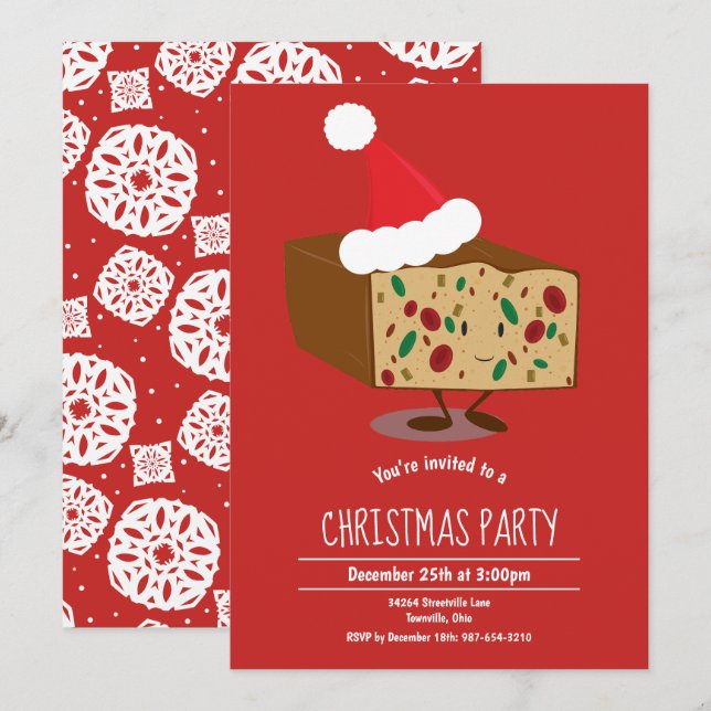 Fruitcake Weihnachtsmannmütze Party Weihnachts Ein Einladung (Vorne/Hinten)
