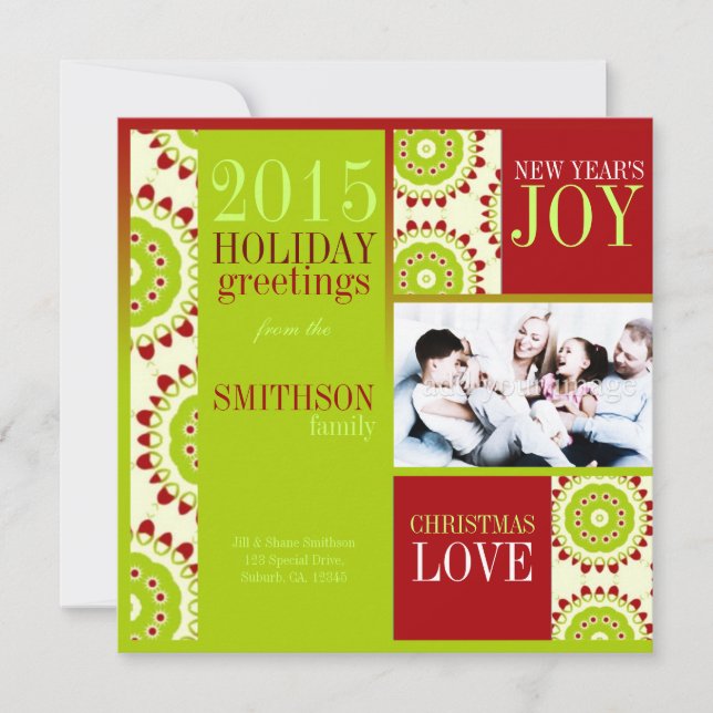 Fruité rouge verte Fêtes de Noël 3 Cartes photos (Devant)