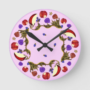 Fruits And Leaves Round Wall Clock Runde Wanduhr