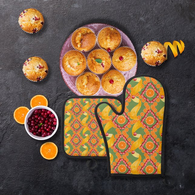 Fruits and zest green ofenhandschuh & Topflappen-Set (Von Creator hochgeladen)