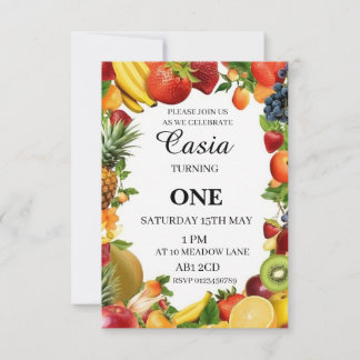Fruits Birthday Invitation Personalized Card Dankeskarte