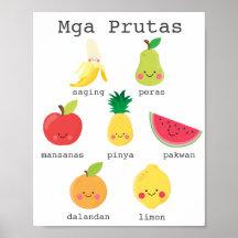 Fruits dans le poster d'apprentissage pour enfants