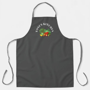 Fruits et légumes sur tablier Customisé gris