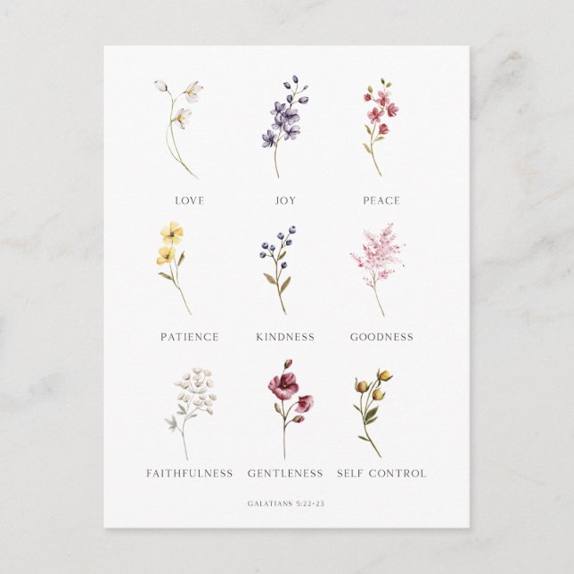 Fruits floraux de l'Esprit Galates 5 Carte postale (Devant)