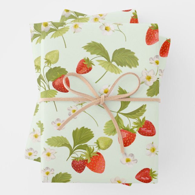 Fruits fraises, Feuilles et fleurs (En situation)