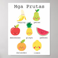Fruits in Filipino Kids Learning Poster
