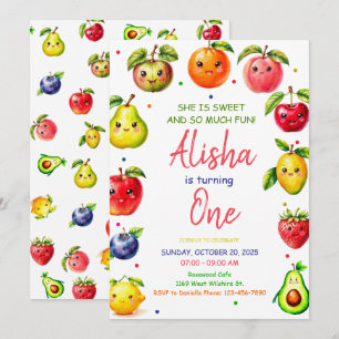 Fruits mignons Invitation d'anniversaire, fête d'é