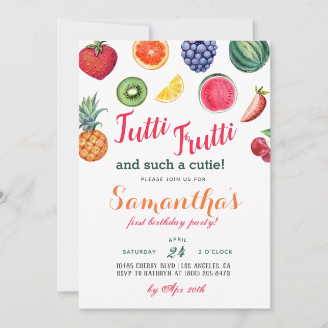 Fruits Tutti Frutti Invitation Anniversaire (Devant)