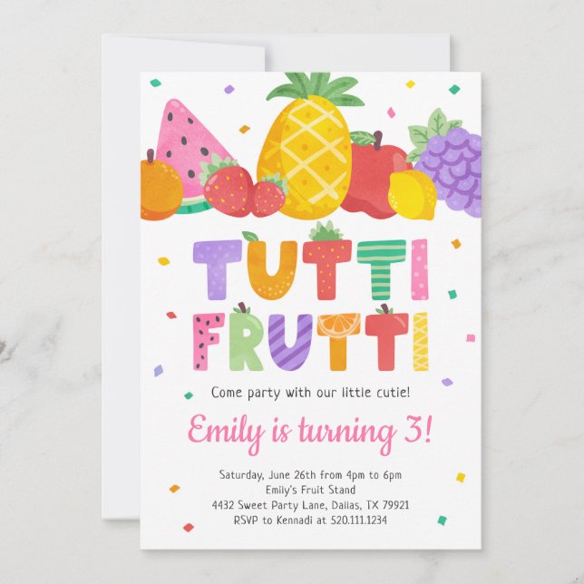 Fruits Tutti Frutti Invitation Anniversaire (Devant)