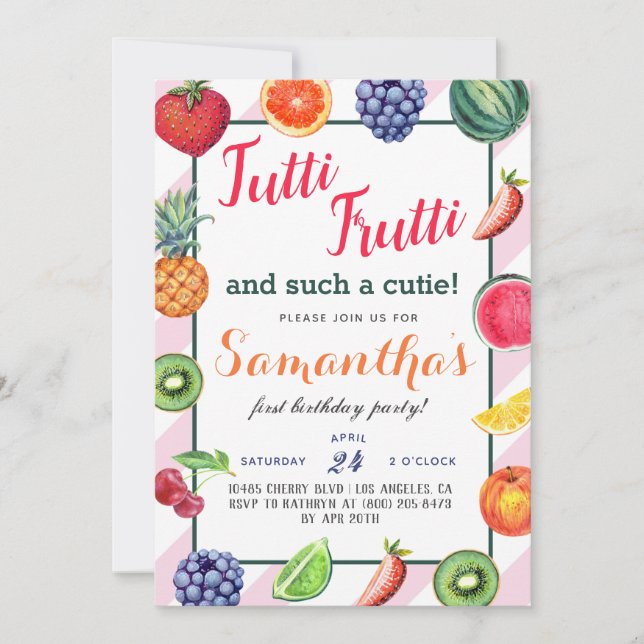Fruits Tutti Frutti Invitation Anniversaire (Devant)