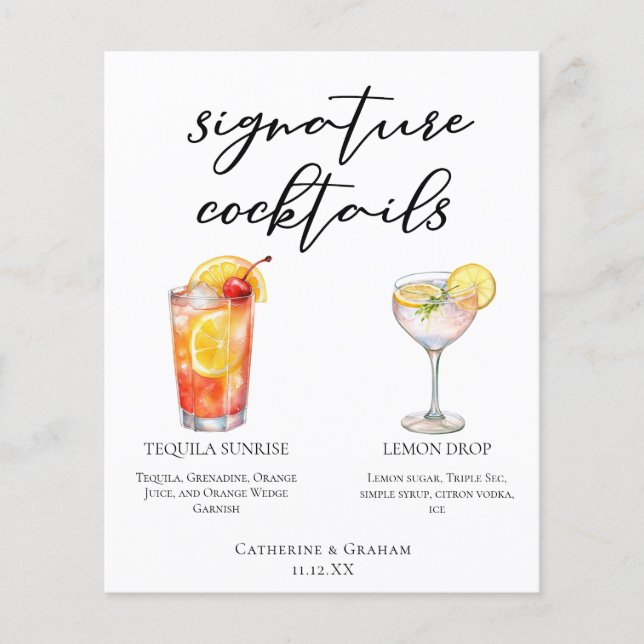 Fruity Garden Wedding Signature Cocktails Menü (Vorderseite)