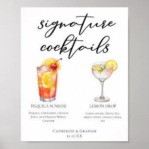 Fruity Garden Wedding Signature Cocktails Menü Poster
