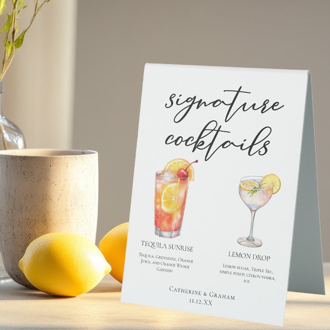 Fruity Garden Wedding Signature Cocktails Menü Tischaufsteller (Von Creator hochgeladen)