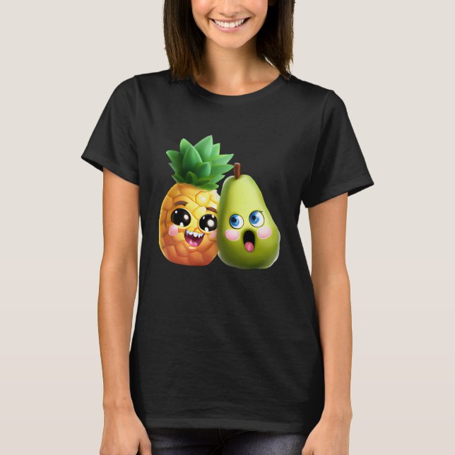Fruity Love  Pear and Pineapple in Love T-Shirt (Vorderseite)