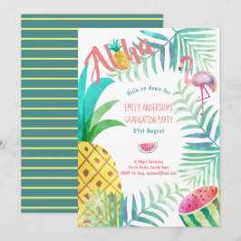 Fruity Tropical Graduation Party lädt Flamingo ein Einladung
