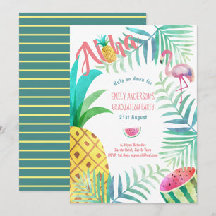 Fruity Tropical Graduation Party lädt Flamingo ein Einladung