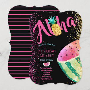 Fruity Tropical Sweet 16 Invites Melon ALOHA Einladung