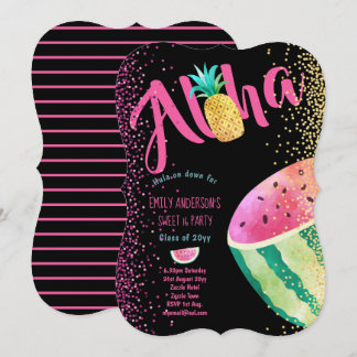 Fruity Tropical Sweet 16 Invites Melon ALOHA Einladung