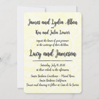 Fruity yellow citrus formal wedding invitation