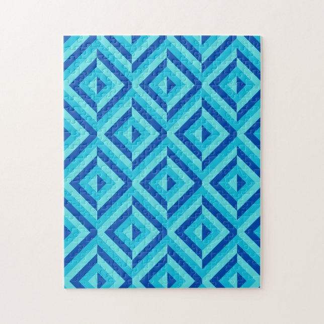 Frustration des Musters "Blue Geometric Diamond" (Vertikal)