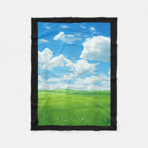 Frutiger Aero_ Feld Wolken Himmel ist Blau Fleecedecke