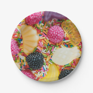 Frutti tutti Süßfrüchte und Sprinkmuster Pappteller