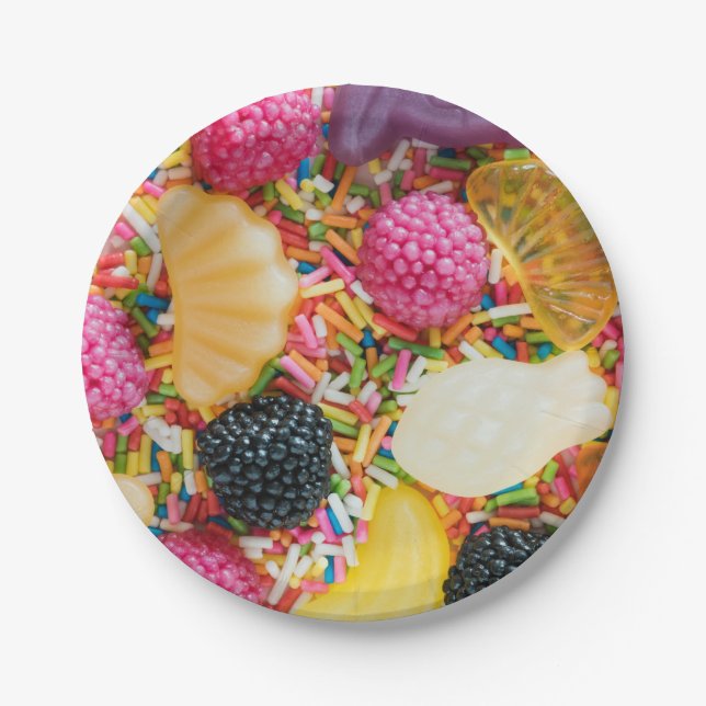 Frutti Tutti Süßigkeiten Frucht und Streusel Muste Pappteller (Vorderseite)